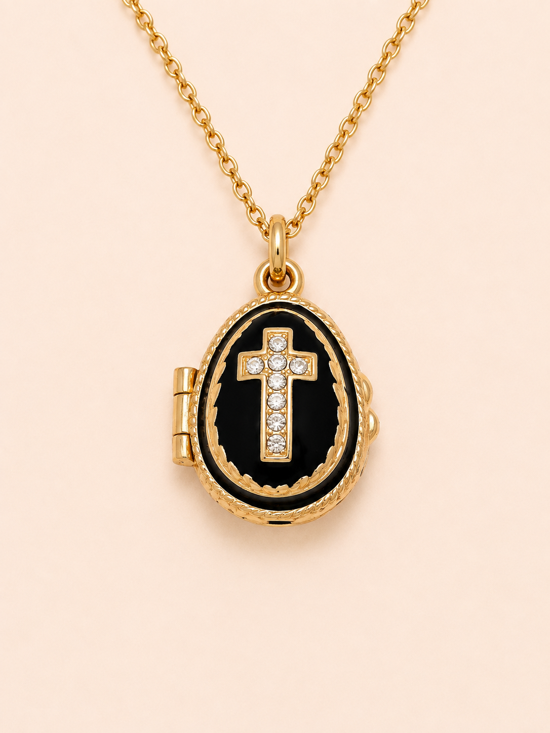 Dije Huevo Fabergé Negro con Biblia Decorativa