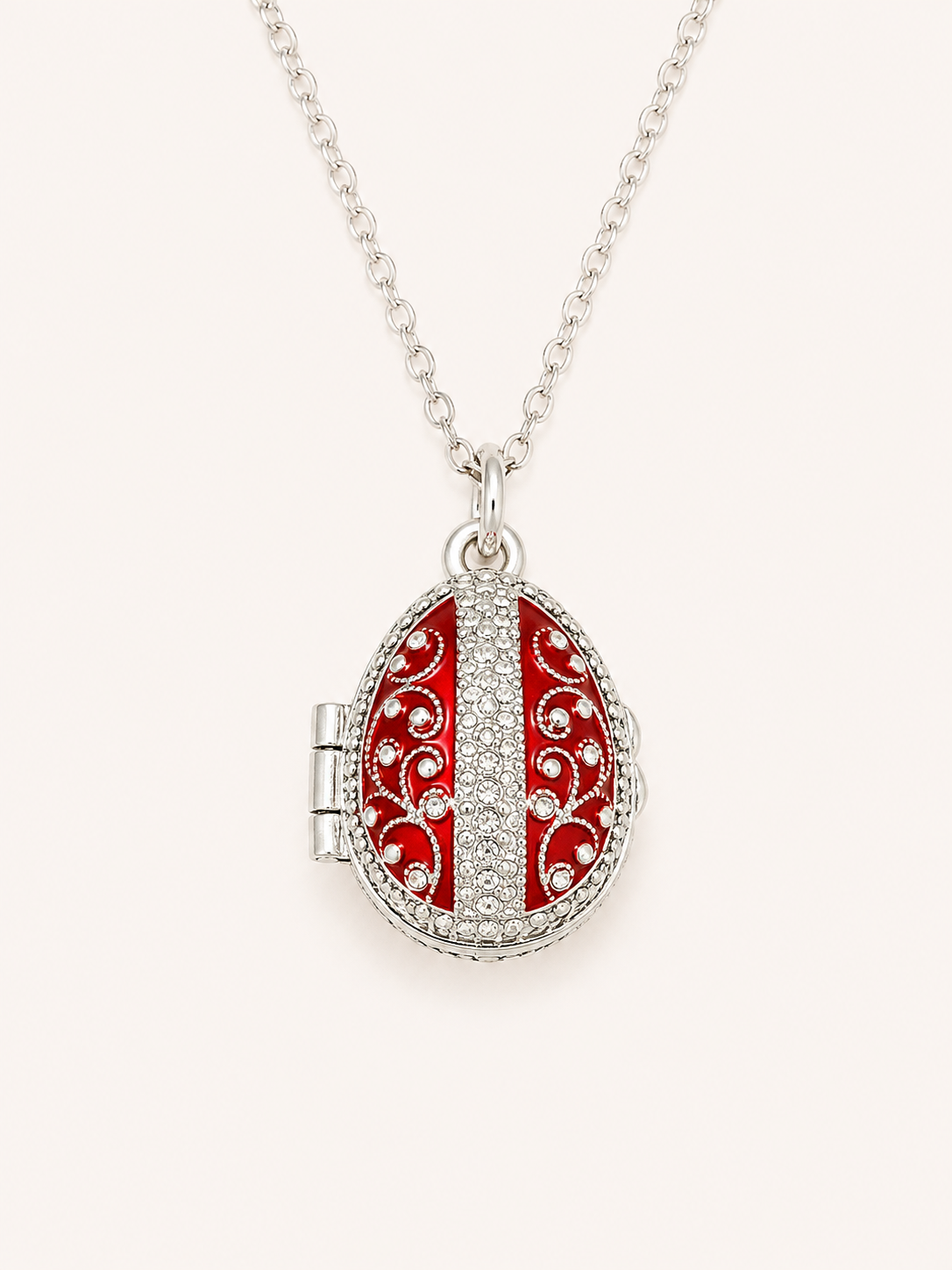 Dije Huevo Fabergé Rojo con Sorpresa de Manzana