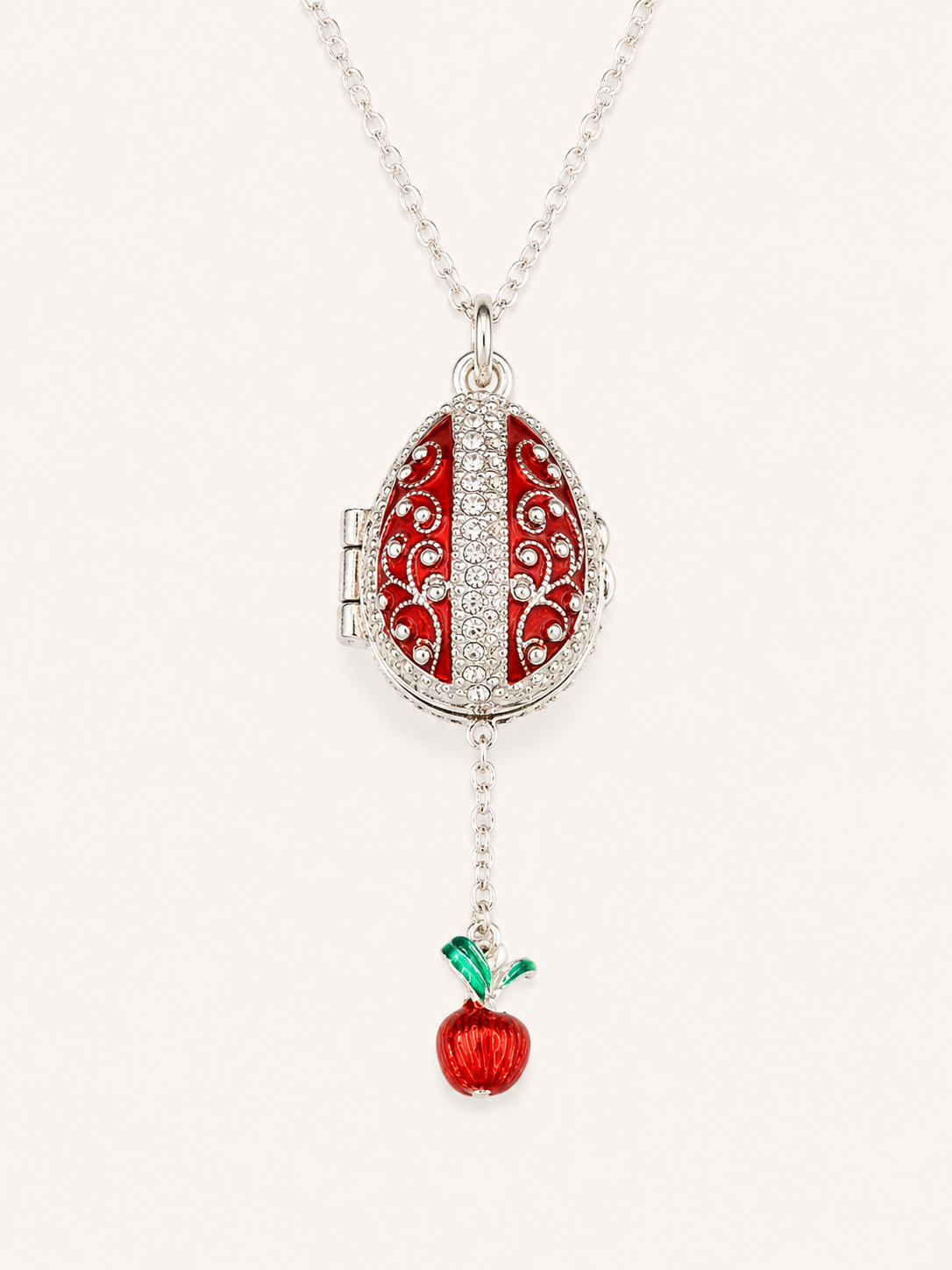 Dije Huevo Fabergé Rojo con Sorpresa de Manzana