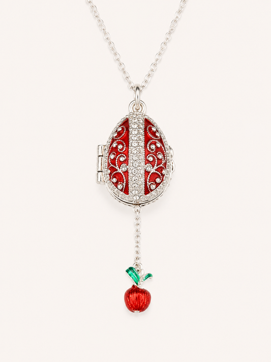 Dije Huevo Fabergé Rojo con Sorpresa de Manzana