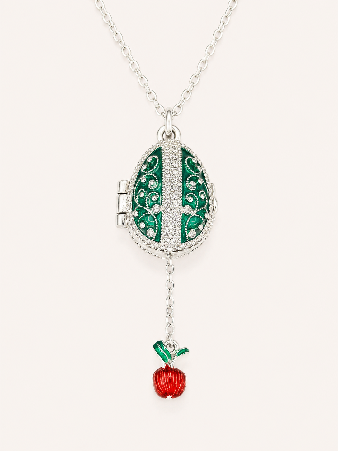 Dije Huevo Fabergé Verde con Sorpresa de Manzana