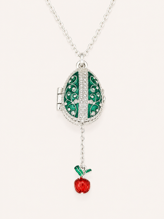 Dije Huevo Fabergé Verde con Sorpresa de Manzana