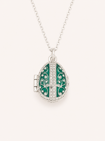 Dije Huevo Fabergé Verde con Sorpresa de Manzana
