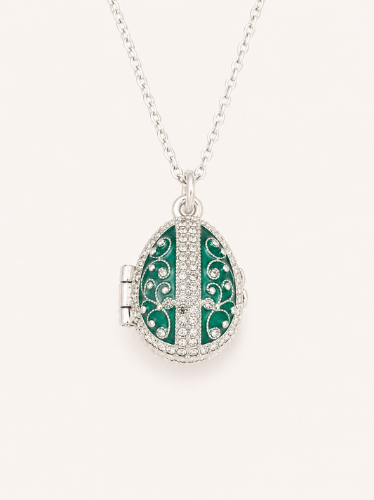 Dije Huevo Fabergé Verde con Sorpresa de Manzana