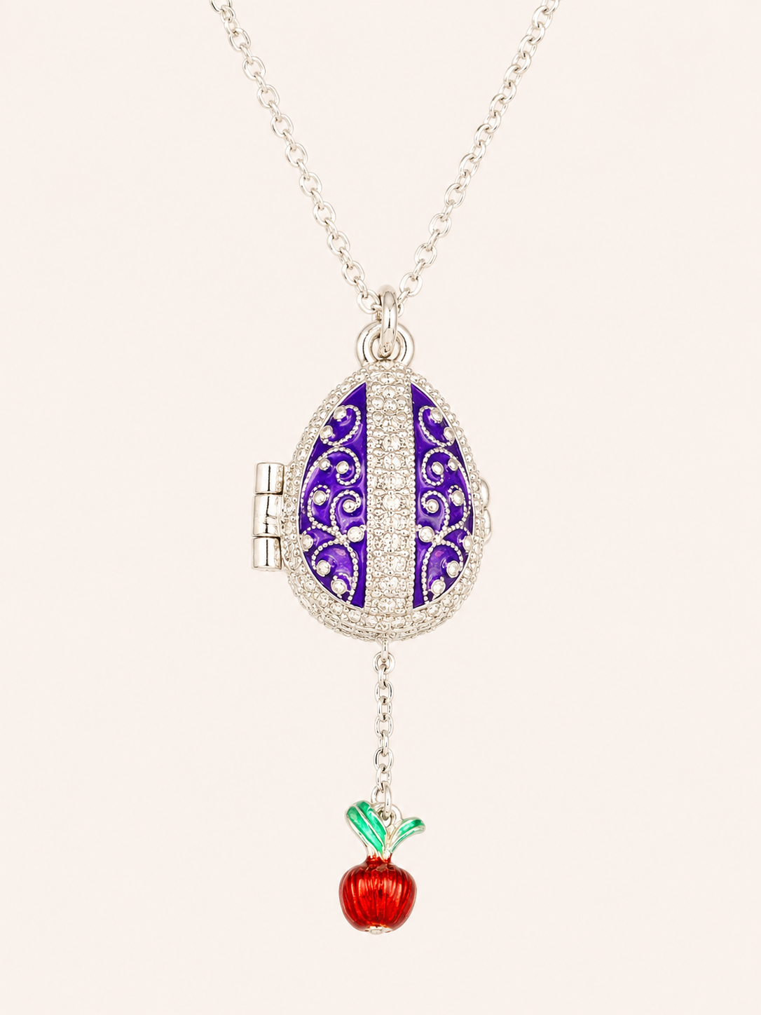 Dije Huevo Fabergé Morado con Sorpresa de Manzana