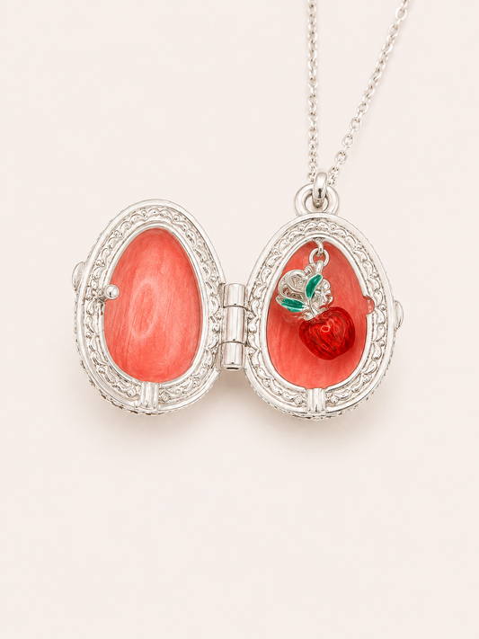 Dije Huevo Fabergé Rosa Coral con Sorpresa de Manzana