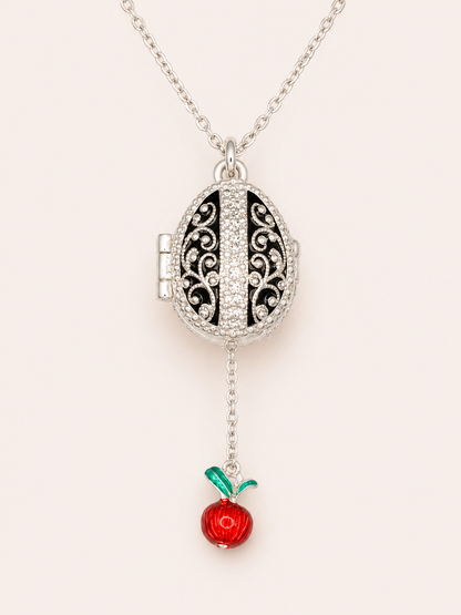 Dije Huevo Fabergé Negro con Sorpresa de Manzana