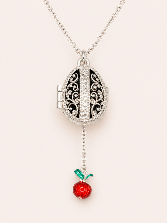 Dije Huevo Fabergé Negro con Sorpresa de Manzana