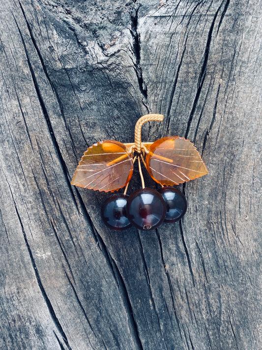 Broche de ámbar Color Cereza