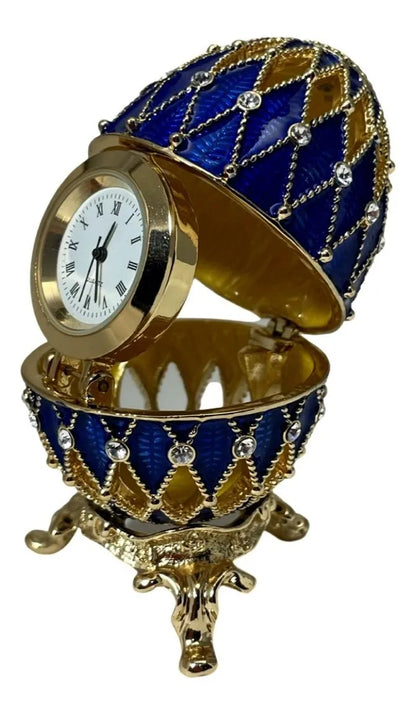 Huevo Fabergé De San Petersburgo, Rusia, Con Reloj, Azul