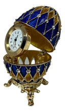 Cargar imagen en el visor de la galería, Huevo Fabergé De San Petersburgo, Rusia, Con Reloj, Azul

