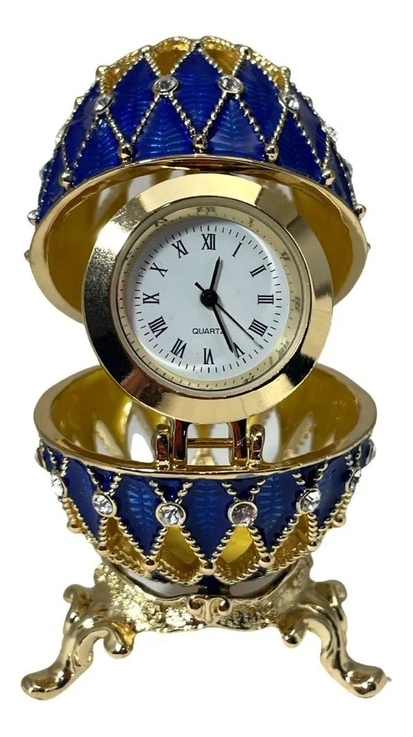 Huevo Fabergé De San Petersburgo, Rusia, Con Reloj, Azul
