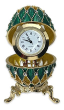 Cargar imagen en el visor de la galería, Huevo Fabergé De San Petersburgo, Rusia, Con Reloj, Verde
